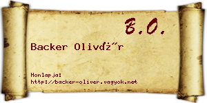Backer Olivér névjegykártya